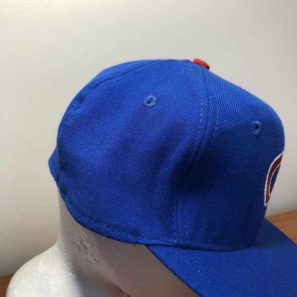 Chicago Cubs Hat Baseball Cap Fitted 7 1/2 Leather Vintage 80s