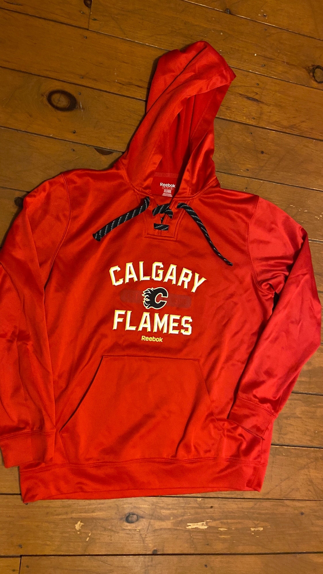 Calgary Flames Men's Full-Zip Hooded Locker Room Winter Jacket NHL Black w/  Red 