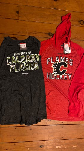 Reebok Calgary Flames Performance Hoodie & T-Shirt Lot