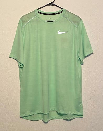 NIKE Dri-FIT Miler Breathe Men's Size L Reflective Lime Running Top T Shirt New
