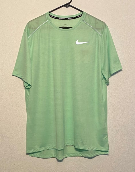 NIKE Dri-FIT Miler Breathe Men's Size L Reflective Lime Running Top T Shirt New