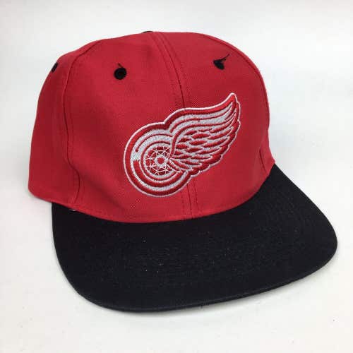 Vintage 90s Detroit Red Wings Plain Logo Snapback Hat Cap NHL Hockey Logo 7