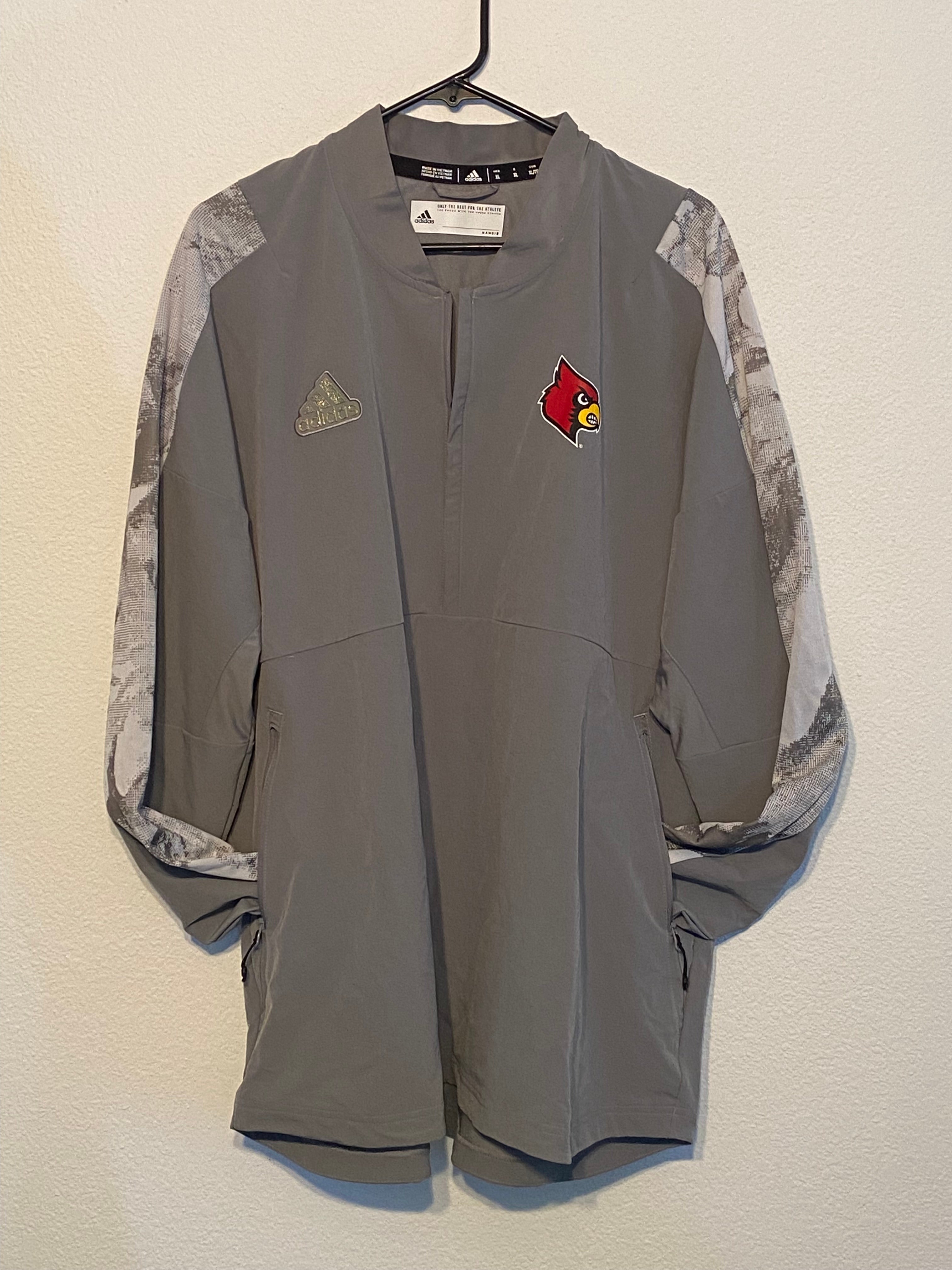 adidas NCAA Louisville Cardinals Size XL 1/4 Zip Grey Windbreaker