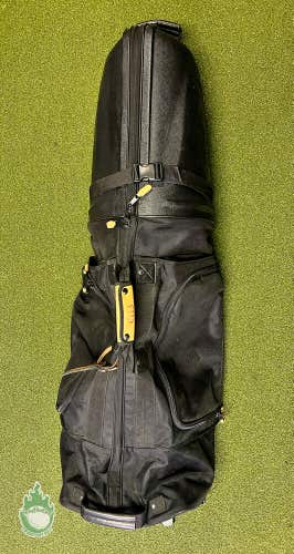Pre-Owned GB Black Golf Bag Soft Travel Case Hardshell with Wheels- 2 Pockets