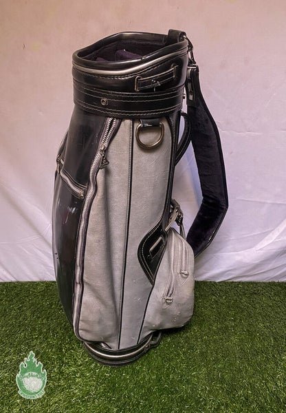Used White Vessel Golf Staff Bag Embroidered Alex Cejka No Strap