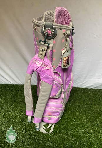 Datrek Golf Club Stand Bag 9-Way Divided Accessory Bag/ ID Tag Grey/Purple