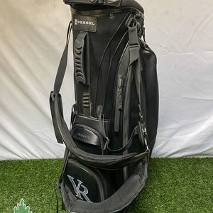 Used Black Vessel Golf Cart/Carry/Stand Bag 6/Way Embroidered w VR