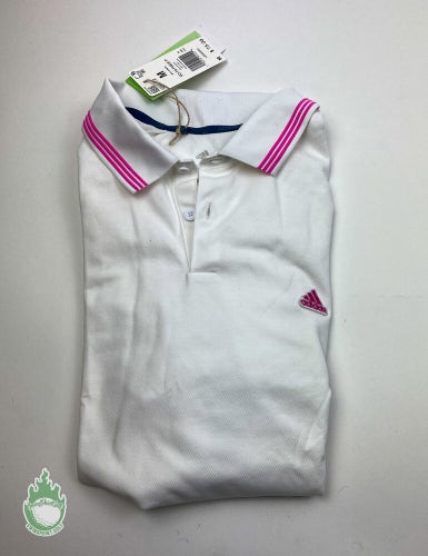 New with Tags Adidas Men's Prime Green Golf White/ Pink Polo Size: Medium