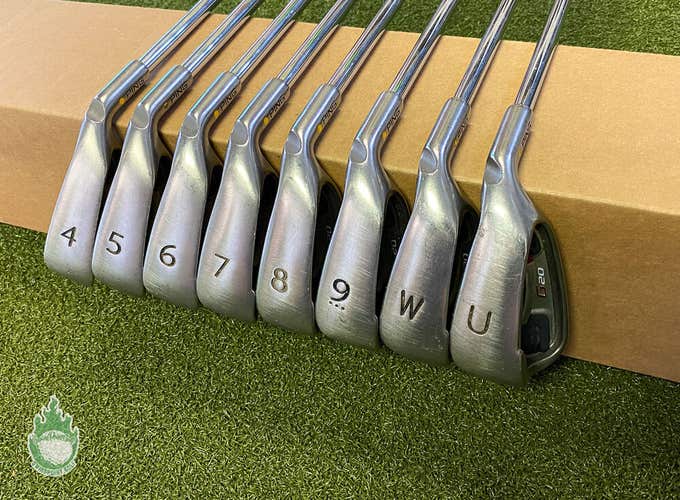 Used RH Ping Yellow Dot G20 Irons 4-PW/UW CFS Stiff Flex Steel Golf Club Set