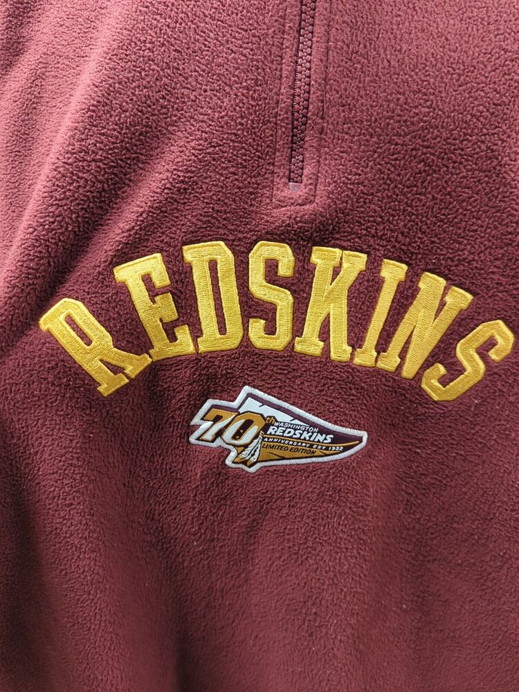 Vintage Washington Redskins 70th Anniversary Reebok 1/4 Zip Fleece