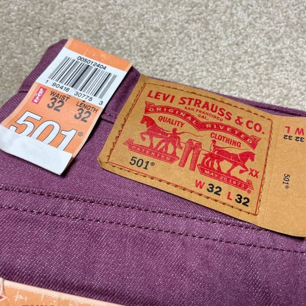 Levis 501 Jeans Pants Men 32 x 32 Adult Magenta Red Purple Denim New Tags  USA | SidelineSwap