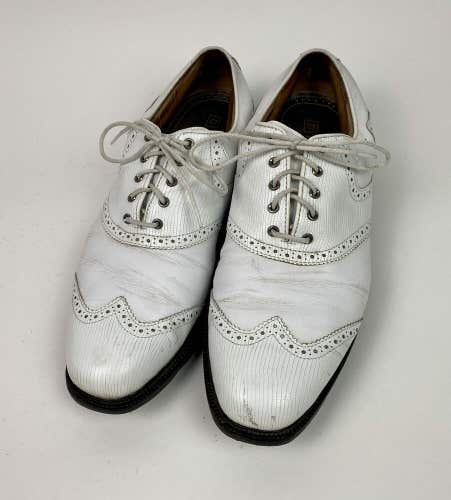 Used FootJoy ICON Mens 11 Leather Golf Shoes Wing Tip White 52104 Custom PR