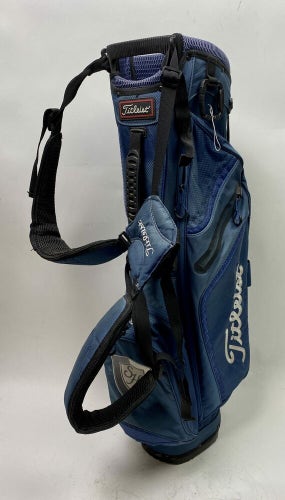 Used Titleist Golf Cart/Carry Stand Bag 3-Way Divided Blue Dual Straps & Handle