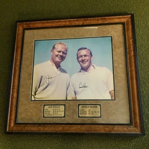 Signed Arnold Palmer and Jack Nicklaus Autographed & Framed Vintage Photo Golf