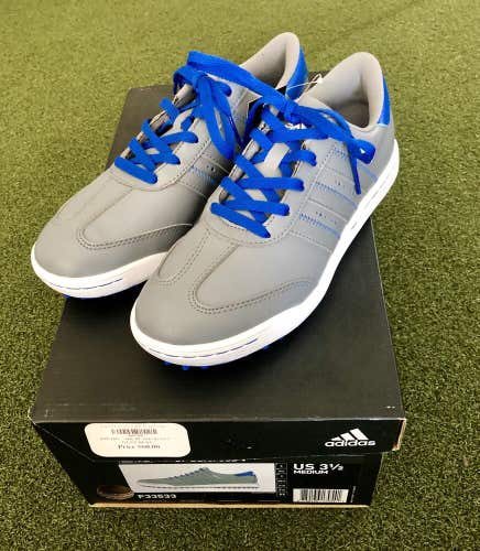 Adidas JR adicross V Junior's Spikeless Golf Shoe Size 3.5M Gray/Gray/Blue
