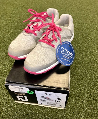 Brand New In Box FootJoy Leisure Women's Spikeless Golf Shoe Size 5M Grey/Pink