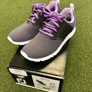 New FootJoy enJoy Women's Spikeless Golf Shoe Size 5.5M Charcoal/Violet