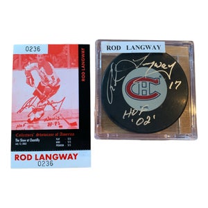 Rod Langway Signed Montreal Canadiens Puck - COA Collectors Showcase