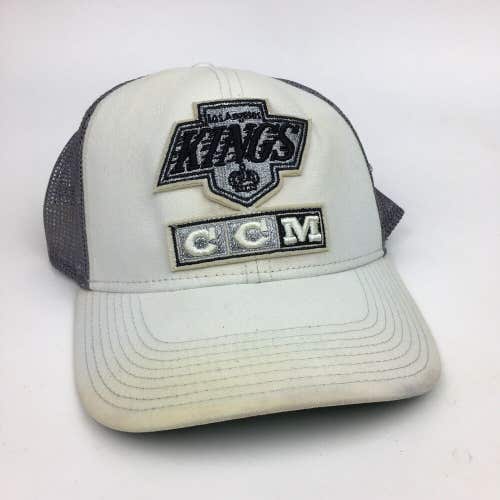 Vintage Los Angeles Kings CCM Hockey Snapback Trucker Hat Cap White/Black