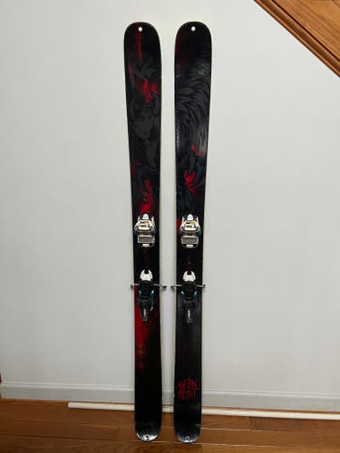Used Men's K2 178 cm Powder Pettitor Skis With Bindings Max Din 15