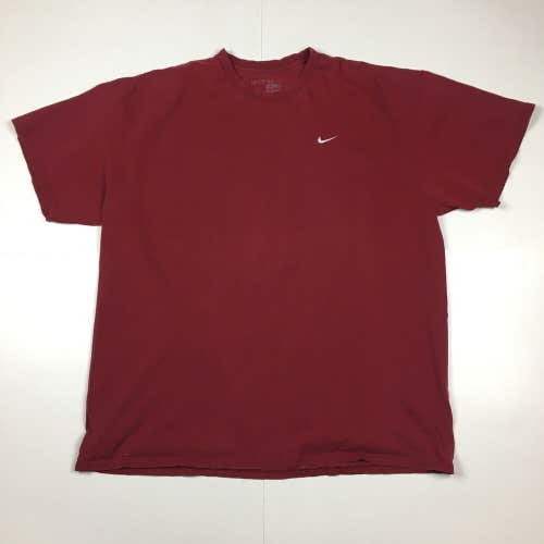 Nike Essentials Mini Swoosh Chest Logo T-Shirt Red Maroon Adult Sz XXL