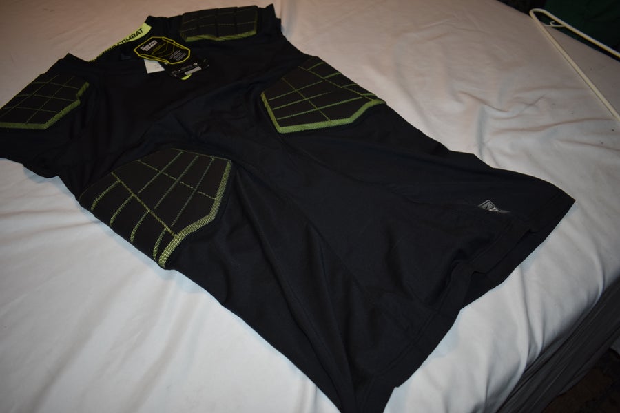 NEW - Nike Pro Combat Hyperstrong 3.0 Compression 4-Pad Shirt, Black/Neon,  XL