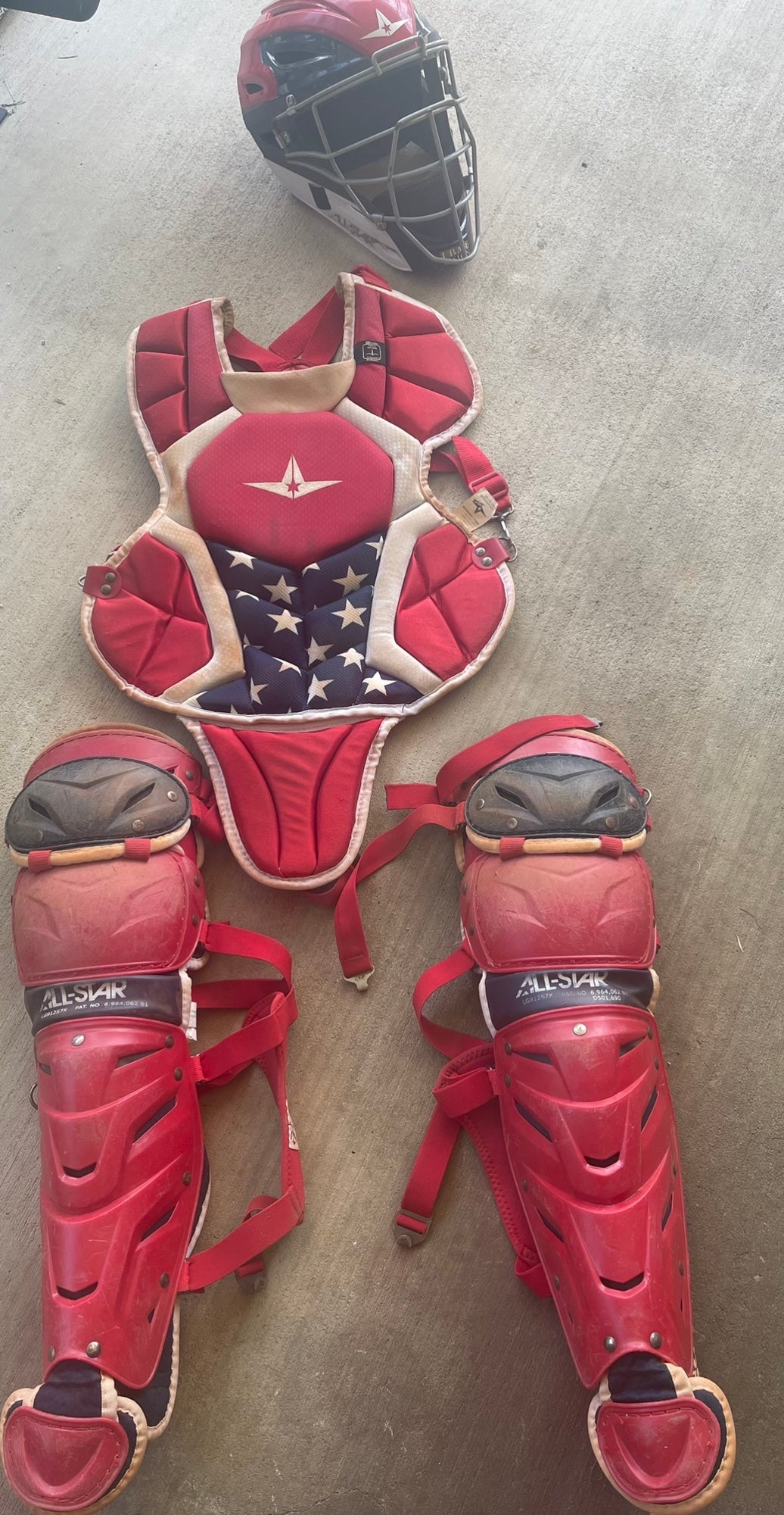 All Star Intermediate System7 Axis USA Pro Catcher's Set Red/White/Blue