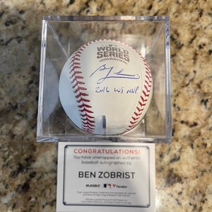 Ben Zobrist Signed 2016 World Series Baseball 2016 WS MVP Inscribed Chicago Cubs