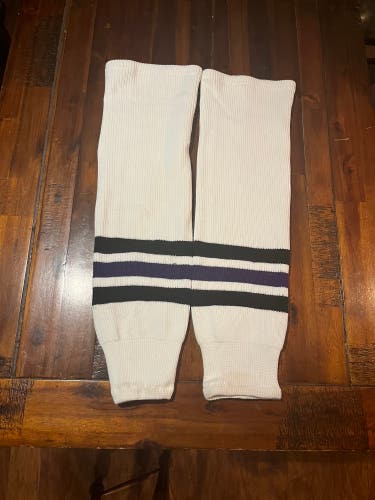 White Black And Purple Hockey Socks
