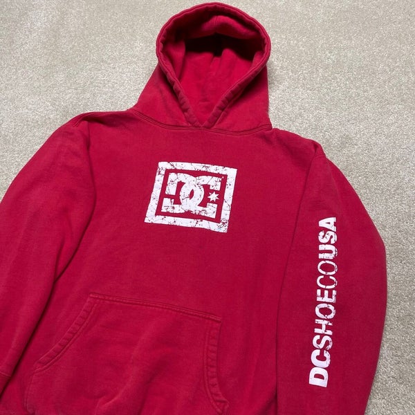 DC Shoe Co Sweatshirt Youth XL Kids Boys Red Hoodie Skateboard Logo Pullover