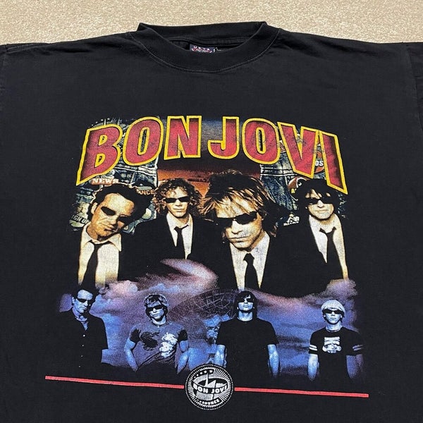 Bon Jovi Band T Shirt Men Large Adult Black Circle Tour Concert