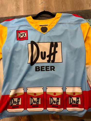 Duff Man Simpsons themed hockey jersey size XL number 4