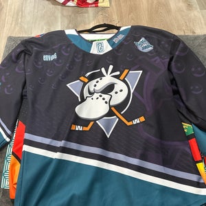 Psyduck Pokémon x Anaheim Mighty Ducks themed hockey jersey