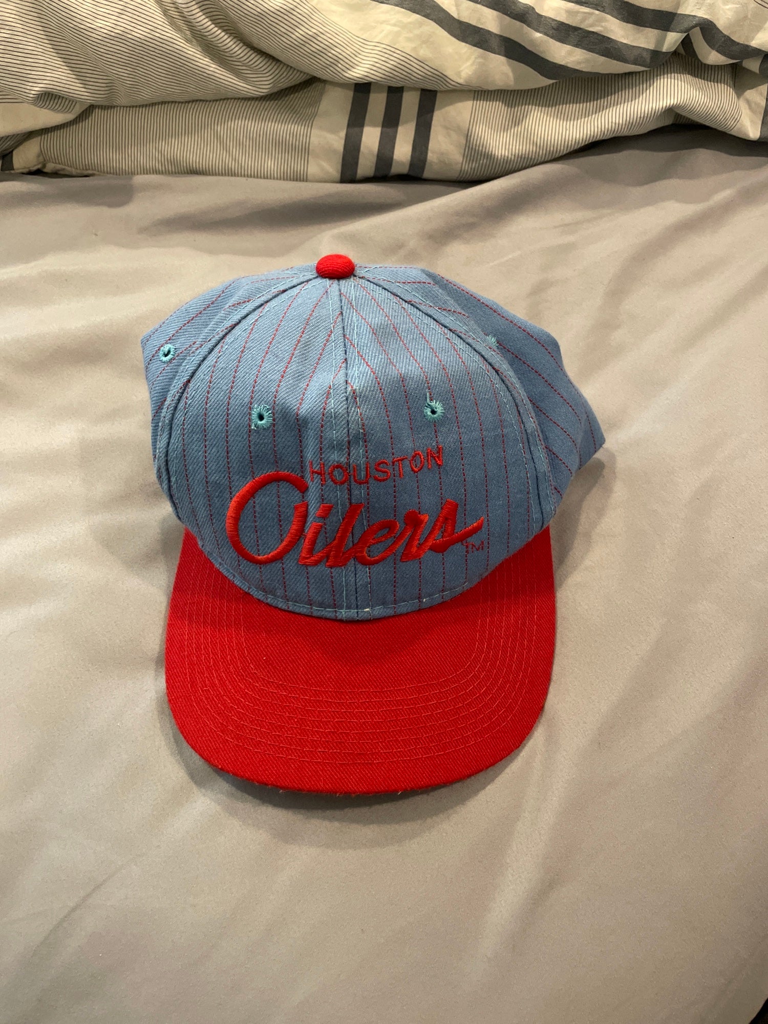 Men's New Era White/Red Houston Oilers Gridiron Classics Retro Sport 9FIFTY Snapback  Hat