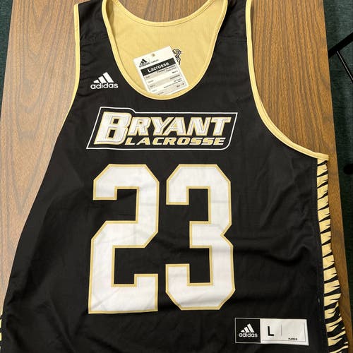New Adidas Bryant University Men's Black and Gold Lacrosse Reversible Jersey -- Adult Large