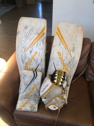 Bauer Vapor 2X Pro Hockey Goalie Full Set 35” Leg Pads + Blocker & Catcher
