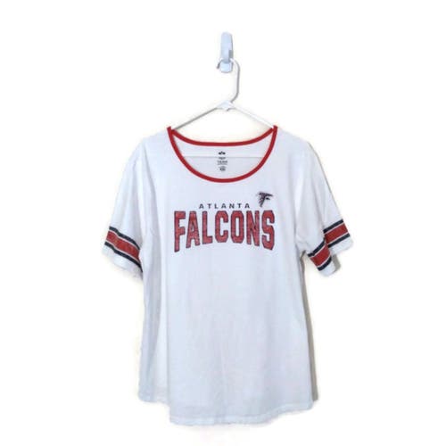 NFL Team Apparel Atlanta Falcons Women's Spell Out White T-Shirt XXL