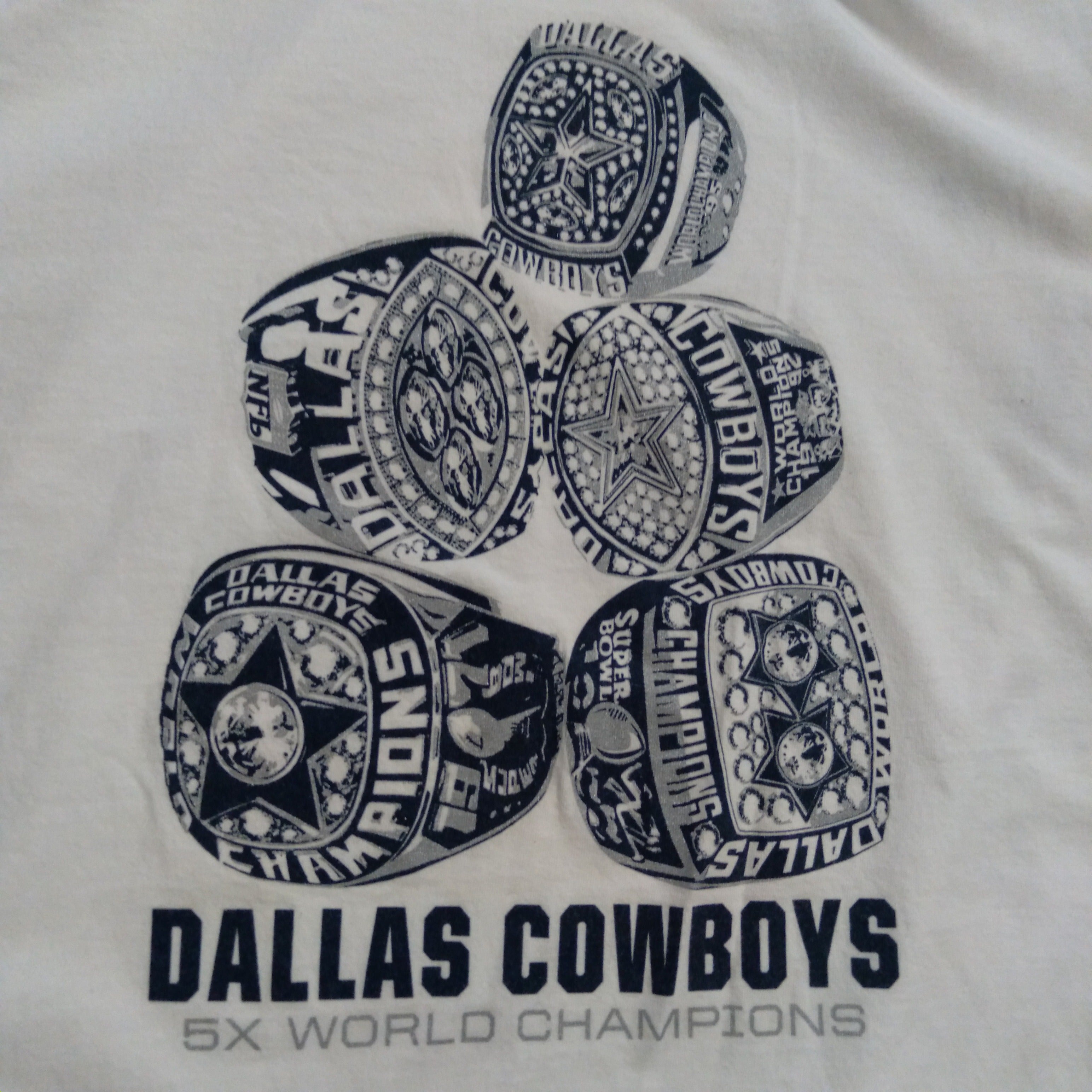 Dallas Cowboys Authentic 5x Champs Graphic Print White T-Shirt XXL