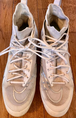 White Adult Used Men's Size 14 (Women's 15) Molded Cleats Nike High Top Huarache