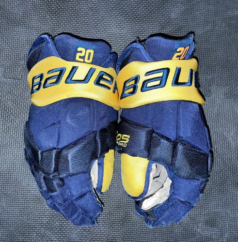 Michigan Wolverines Bauer Supreme 2S Pro Hockey Gloves 14" Pro Stock Navy Yellow