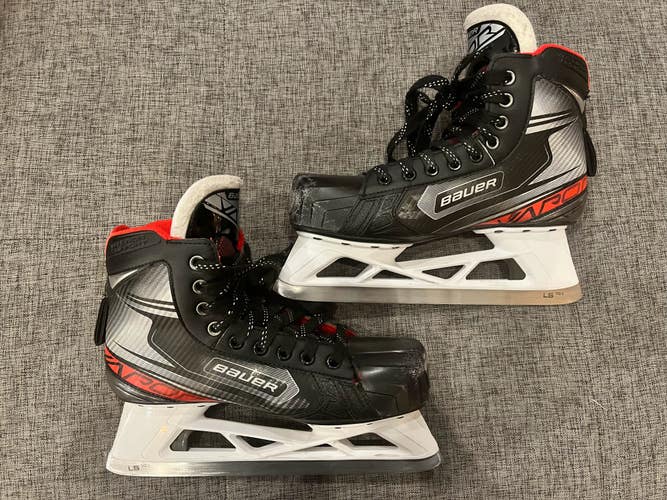 Senior Used 8.5 D Bauer Vapor X2.7 Hockey Goalie Skates w/yellow SuperFeet inserts