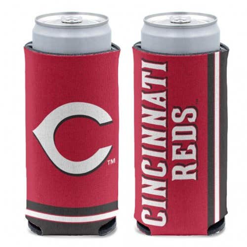 Cincinnati Reds Slim Can Cooler Collapsible Koozie - Two Sided Design