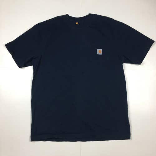 Carhartt Short Sleeve Pocket T-Shirt Navy Blue Original Fit Workwear Men's L