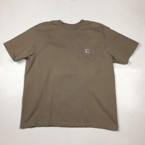 Carhartt Short Sleeve Pocket T-Shirt Beige Brown Original Fit Workwear Men's XL
