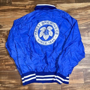 Vintage 1980s Pabst Blue Ribbon PBR Softball Windbreaker Beer Jacket Size XL