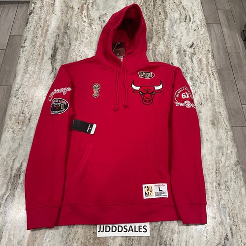 Mitchell & Ness NBA Chicago Bulls Champ City Red Black Pullover Hoodie Men’s Size Large NWT