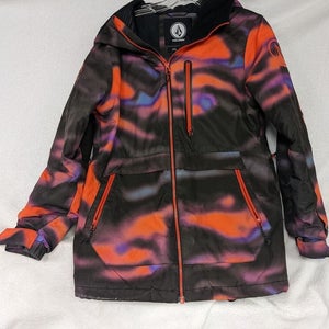 Volcom Hooded Ski/Board Jacket Size Youth Large Multicolor Used Coat