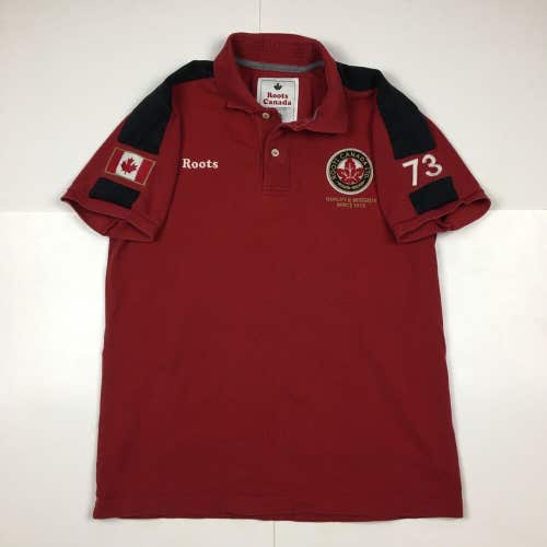 Roots Canada Polo Short Sleeve Shirt Red/Black Olympic Team (Small)