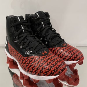 Under Armour Boys 2Y Cleats Athletic Shoes Spikes Football Kids Red High Top