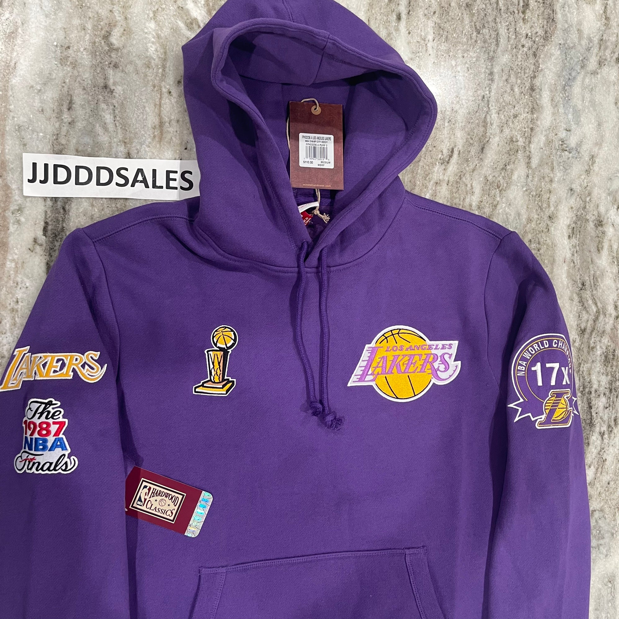 Mitchell & Ness NBA Los Angeles Lakers Champ City Purple Pullover Hoodie  Men's Small NWT
